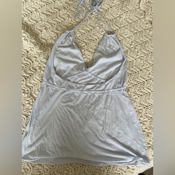 J. Crew Pima Cotton Baby Doll Halter Tank Top Light Blue (Small) preppy summer - Picture 4 of 7